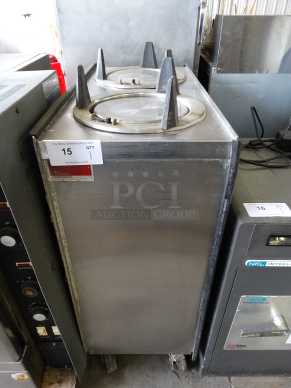 Stainless Steel Commercial 2 Well Plate Return on Commercial Casters. 15x30.5x40  - Image 1 of 5