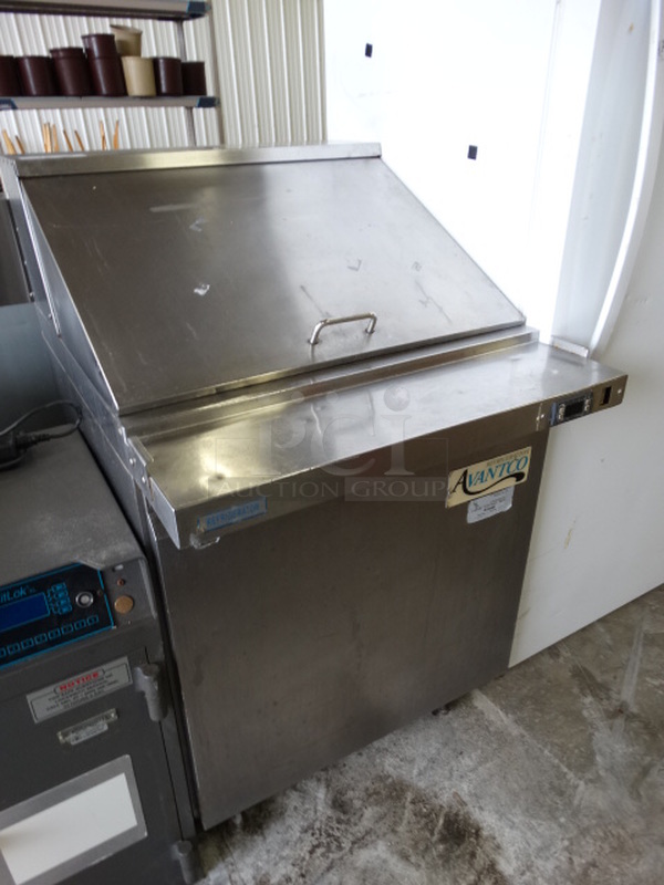 NICE! Avantco Model SCLM1 Stainless Steel Commercial Sandwich Salad Prep Table Bain Marie Mega Top on Commercial Casters. 115 Volts, 1 Phase. 27.5x34x46.5. Tested and Does Not Power On - Image 2 of 7