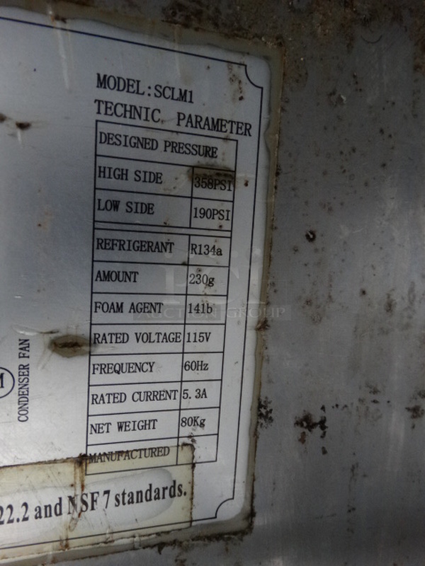 NICE! Avantco Model SCLM1 Stainless Steel Commercial Sandwich Salad Prep Table Bain Marie Mega Top on Commercial Casters. 115 Volts, 1 Phase. 27.5x34x46.5. Tested and Does Not Power On - Image 7 of 7