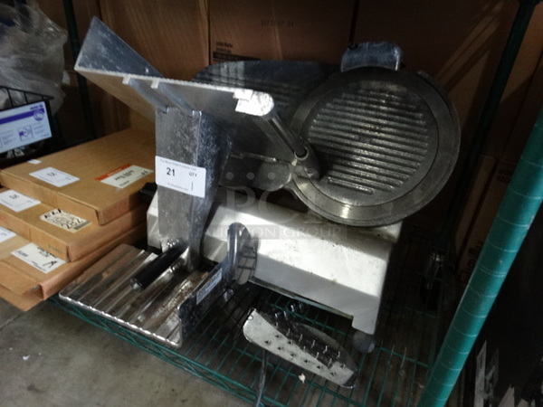 NICE! Stainless Steel Commercial Countertop Meat Slicer w/ Blade Sharpener. 26x22x17. Cannot Test Due To Missing Power Switch - Image 2 of 5