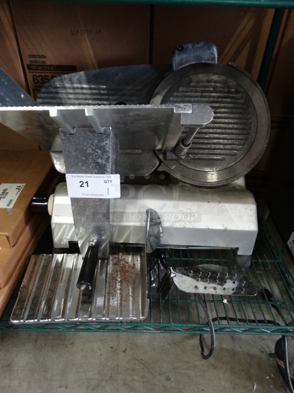 NICE! Stainless Steel Commercial Countertop Meat Slicer w/ Blade Sharpener. 26x22x17. Cannot Test Due To Missing Power Switch - Image 4 of 5