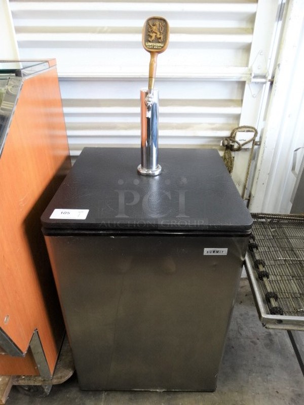 NICE! Summit Metal Commercial Direct Draw Kegerator w/ Beer Tower, Beer Tap Handle and Coupler on Commercial Casters. 24x24x57. Tested and Working!
