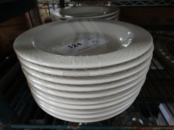 10 White Ceramic Plates. 9x9x1.5. 10 Times Your Bid!