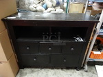 Black Wood Pattern Counter w/ 5 Drawers. 45x19x36