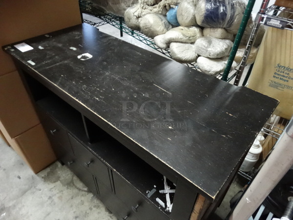 Black Wood Pattern Counter w/ 5 Drawers. 45x19x36 - Image 3 of 4