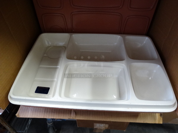 10 BRAND NEW IN BOX! Tan/Pink Poly 5 Compartment Trays. 19x13x2. 10 Times Your Bid!