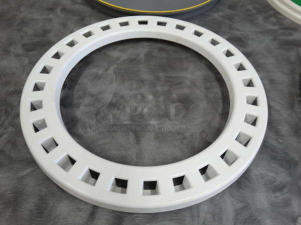 ALL ONE MONEY! Lot of 5 Pieces to Pizza Hut Pizza Making System Including Poly Gray Tray, Yellow Ring, White Sauce Disk and Metal Pizza Baking Shield. Includes 15.5x15.5x1  - Image 4 of 12
