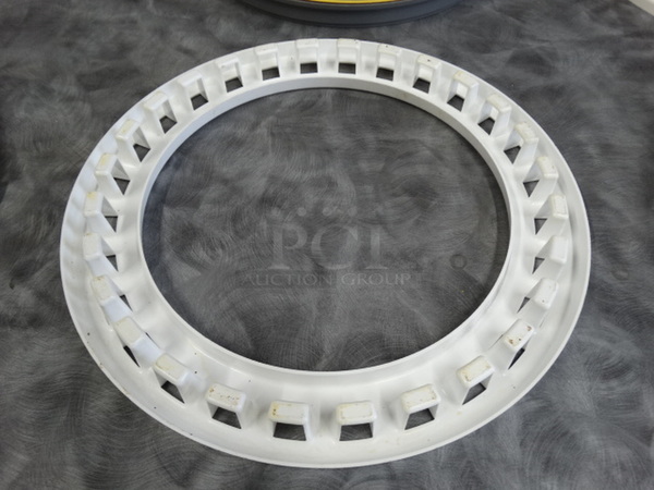 ALL ONE MONEY! Lot of 5 Pieces to Pizza Hut Pizza Making System Including Poly Gray Tray, Yellow Ring, White Sauce Disk and Metal Pizza Baking Shield. Includes 15.5x15.5x1  - Image 5 of 12