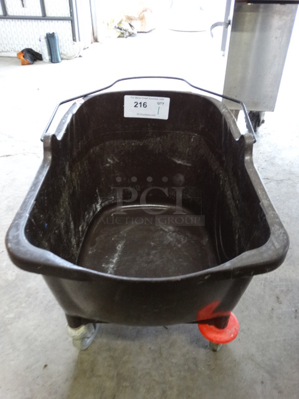Brown Poly Mop Bucket on Commercial Casters. 14.5x19x16