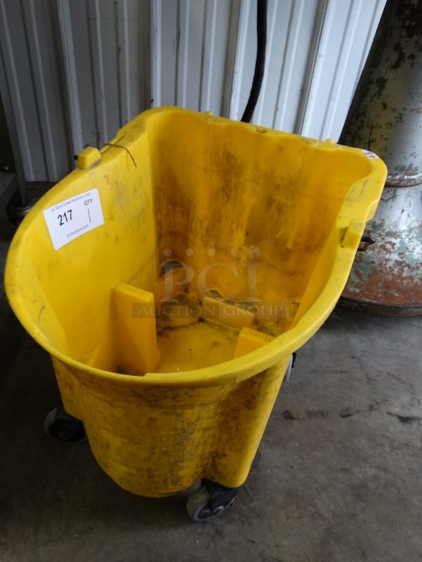 Yellow Poly Mop Bucket on Commercial Casters. 15.5x20x17 - Image 2 of 3
