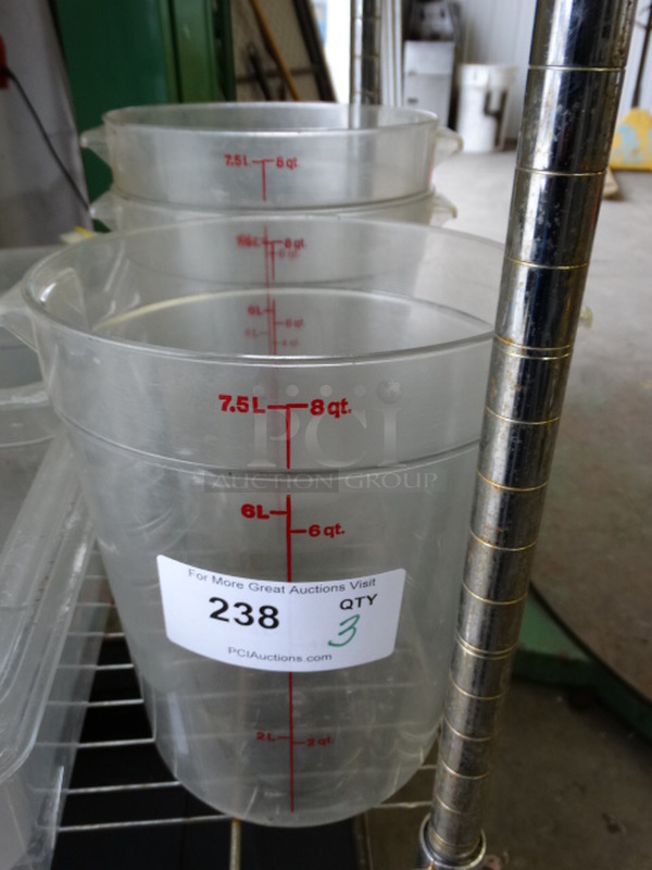 3 Poly Clear 8 Quart Containers. 10x8.5x10.5. 3 Times Your Bid!