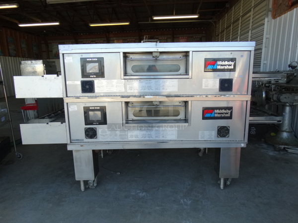 2 STUNNING! Middleby Marshall Model PS770G Stainless Steel Commercial Natural Gas Powered Conveyor Pizza Ovens on Commercial Casters and Metal Legs. 175,000 BTU. 108x63x64. 2 Times Your Bid! - Image 2 of 11