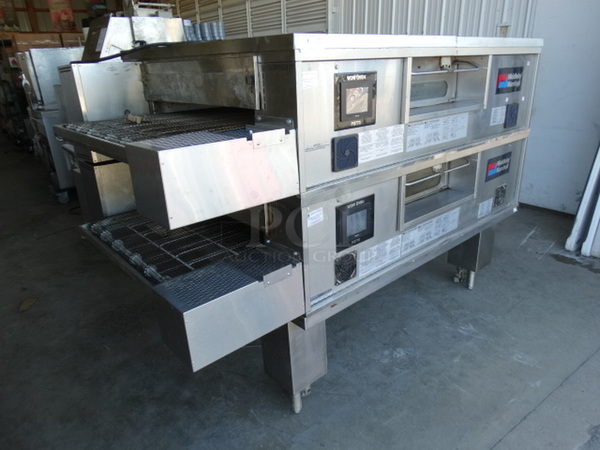 2 STUNNING! Middleby Marshall Model PS770G Stainless Steel Commercial Natural Gas Powered Conveyor Pizza Ovens on Commercial Casters and Metal Legs. 175,000 BTU. 108x63x64. 2 Times Your Bid! - Image 3 of 11