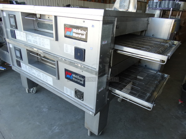 2 STUNNING! Middleby Marshall Model PS770G Stainless Steel Commercial Natural Gas Powered Conveyor Pizza Ovens on Commercial Casters and Metal Legs. 175,000 BTU. 108x63x64. 2 Times Your Bid! - Image 7 of 11