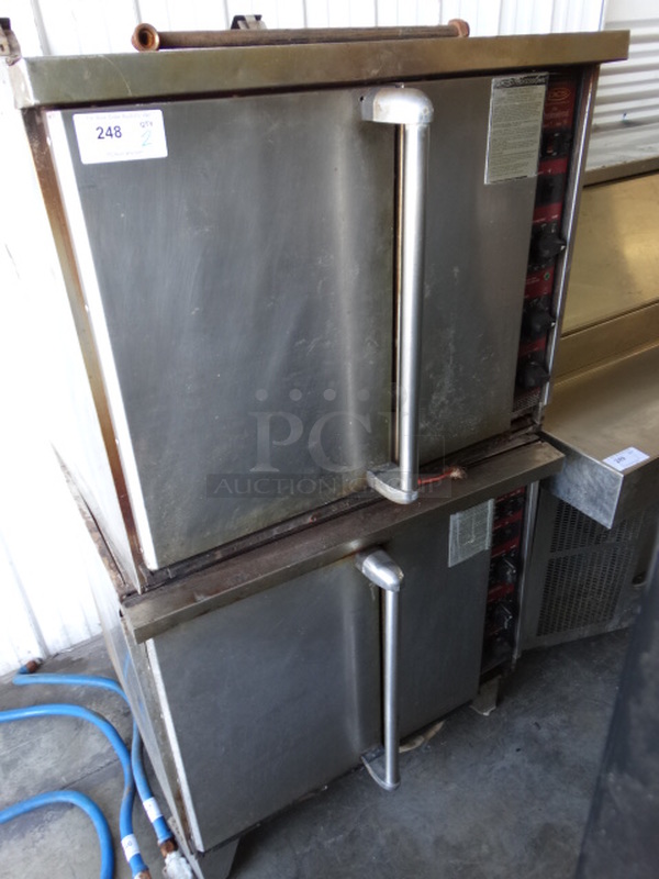 2 SWEET! DCS Stainless Steel Commercial Gas Powered Full Size Convection Ovens w/ Solid Doors, Metal Oven Racks and Thermostatic Controls. 38x44x69. 2 Times Your Bid!
