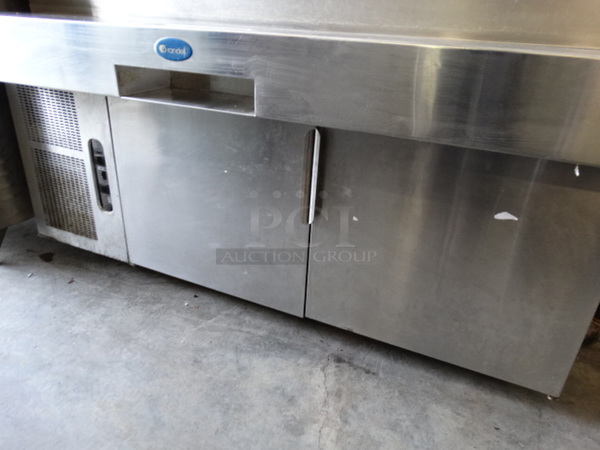 GREAT! Randell Model PH72E3 Stainless Steel Commercial Pizza Prep Table w/ 2 Lids and 2 Doors on Commercial Casters. 115 Volts, 1 Phase. 72x40.5x54. Tested and Working! - Image 3 of 8