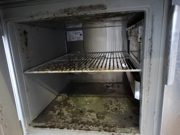 GREAT! Randell Model PH72E3 Stainless Steel Commercial Pizza Prep Table w/ 2 Lids and 2 Doors on Commercial Casters. 115 Volts, 1 Phase. 72x40.5x54. Tested and Working! - Image 7 of 8