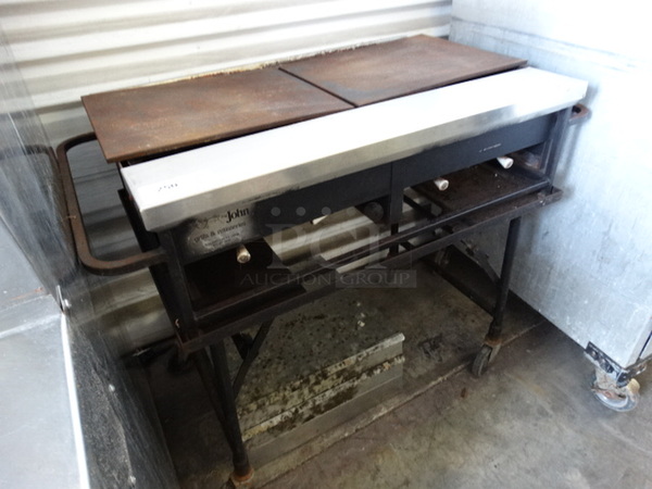 NICE! Big John Metal Commercial Gas Powered Grill on Commercial Casters. 41x23x34 - Image 3 of 11