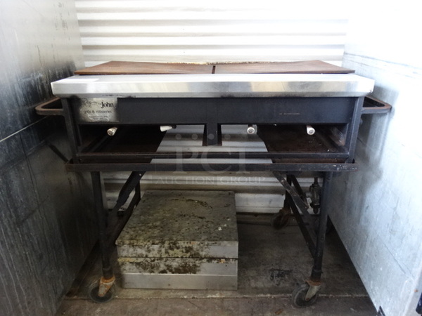NICE! Big John Metal Commercial Gas Powered Grill on Commercial Casters. 41x23x34 - Image 8 of 11