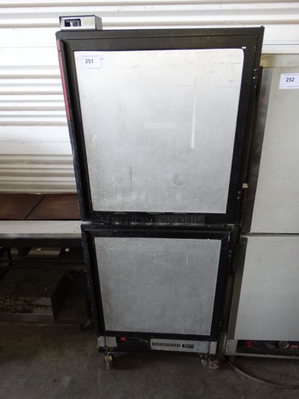 Metro Model HM1500 Metal Commercial 2 Half Size Door Holding Cabinet on Commercial Casters. 28x24x74. Tested and Working!