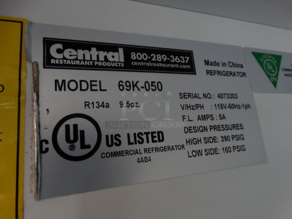 NICE! Central Model 69K-050 Stainless Steel Commercial Single Door Undercounter Cooler. 115 Volts, 1 Phase. 27.5x30x33. Tested and Working! - Image 6 of 6