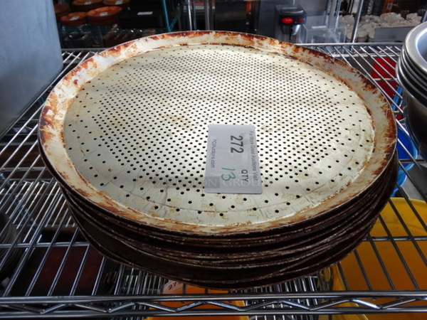 13 Metal Round Perforated Baking Sheets. 15x15x1. 13 Times Your Bid!