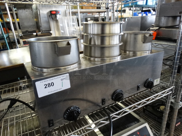 NICE! Server Model TRIPLE FS-4 Stainless Steel Commercial 3 Well Food Warmer. 120 Volts, 1 Phase. 25.5x9.5x12. Tested and Working! - Image 2 of 5