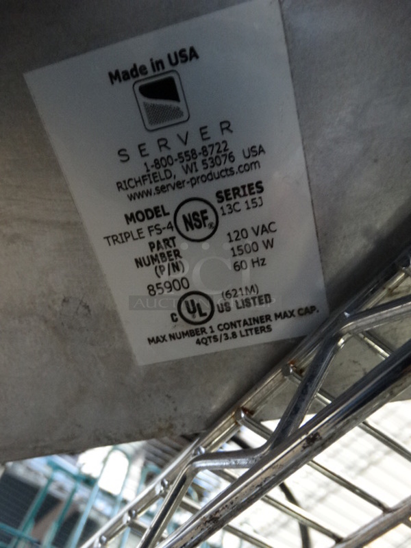 NICE! Server Model TRIPLE FS-4 Stainless Steel Commercial 3 Well Food Warmer. 120 Volts, 1 Phase. 25.5x9.5x12. Tested and Working! - Image 5 of 5