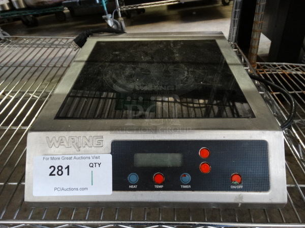 Waring Model WIH40 Metal Commercial Countertop Electric Powered Single Burner Induction Range. 120 Volts, 1 Phase. 13x16.5x4