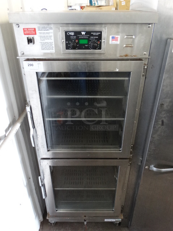 GREAT! 2016 Winston Model HA4522ZE Stainless Steel Commercial 2 Half Size Door Reach In Warming Holding Cabinet on Commercial Casters. 120 Volts, 1 Phase. 27.5x34x73. Tested and Working!