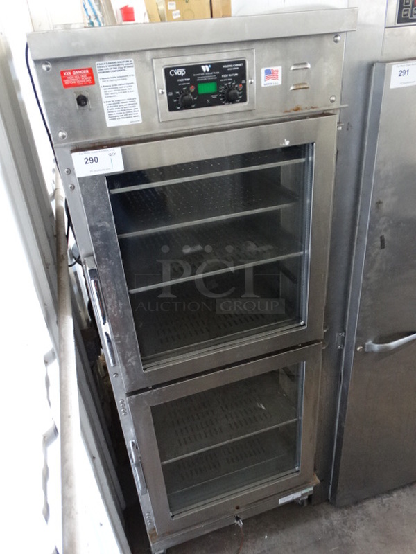 GREAT! 2016 Winston Model HA4522ZE Stainless Steel Commercial 2 Half Size Door Reach In Warming Holding Cabinet on Commercial Casters. 120 Volts, 1 Phase. 27.5x34x73. Tested and Working! - Image 3 of 7