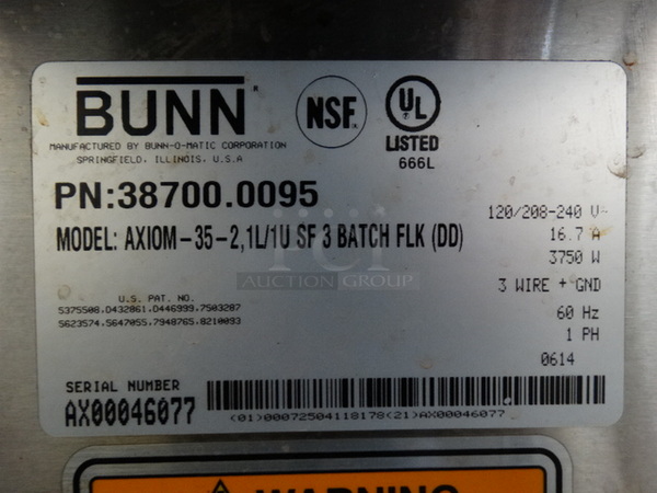 NICE! 2014 Bunn Model AXIOM-35-2 Stainless Steel Commercial Countertop 2 Burner Coffee Machine. 120/208-240 Volts, 1 Phase. 8x18x23 - Image 6 of 6