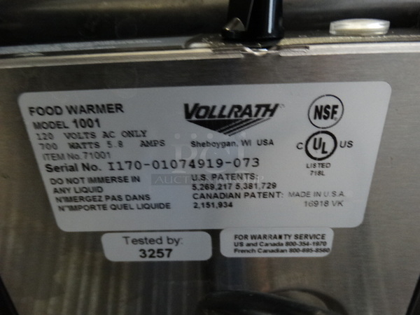 NICE! Vollrath Model 1001 Stainless Steel Commercial Countertop Food Warmer. 120 Volts, 1 Phase. 14x22x9.5. Tested and Working! - Image 6 of 6