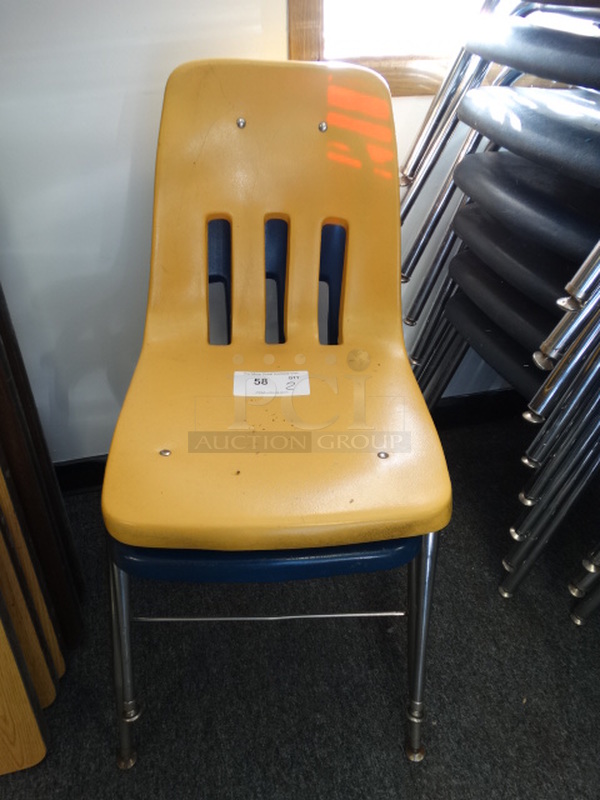 2 Poly Chairs on Metal Legs. 17x21x30. 2 Times Your Bid! (Room 14)