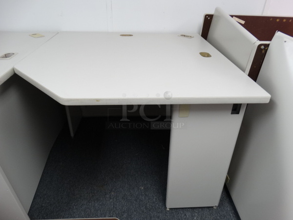 6 White Desks. 42x42x30. 6 Times Your Bid! (Room 13)