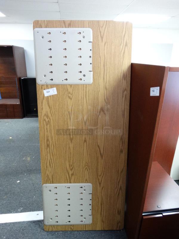 Wood Pattern Table on Metal Legs. 72x30x26. (Room 13)