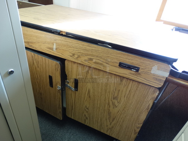 Wood Pattern Cabinet w/ Drawer and 2 Doors. Includes Contents! 48.5x28x37. (Room 13)