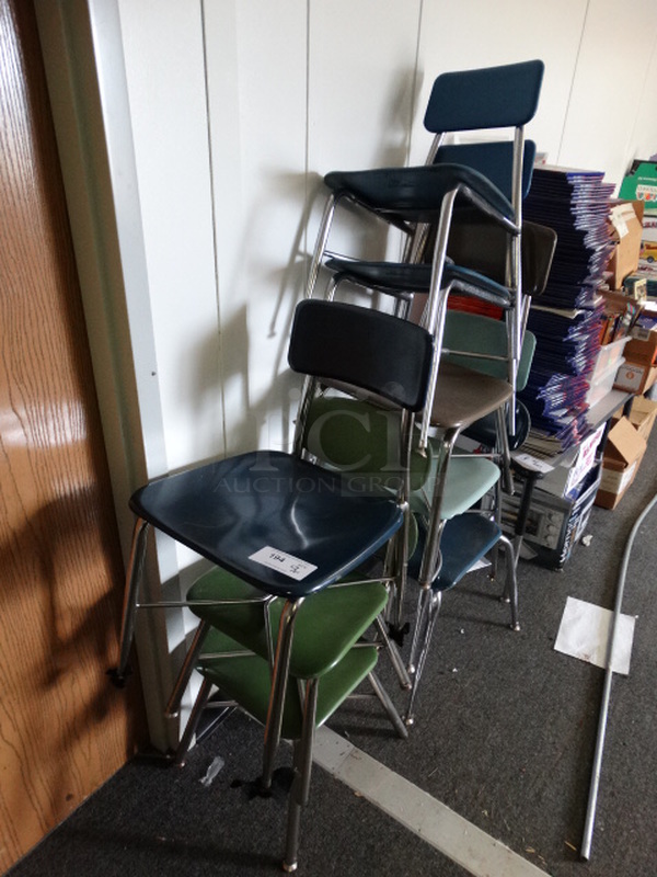 9 Various Metal Chairs. Includes 16x18x29. 9 Times Your Bid! (Hallway)