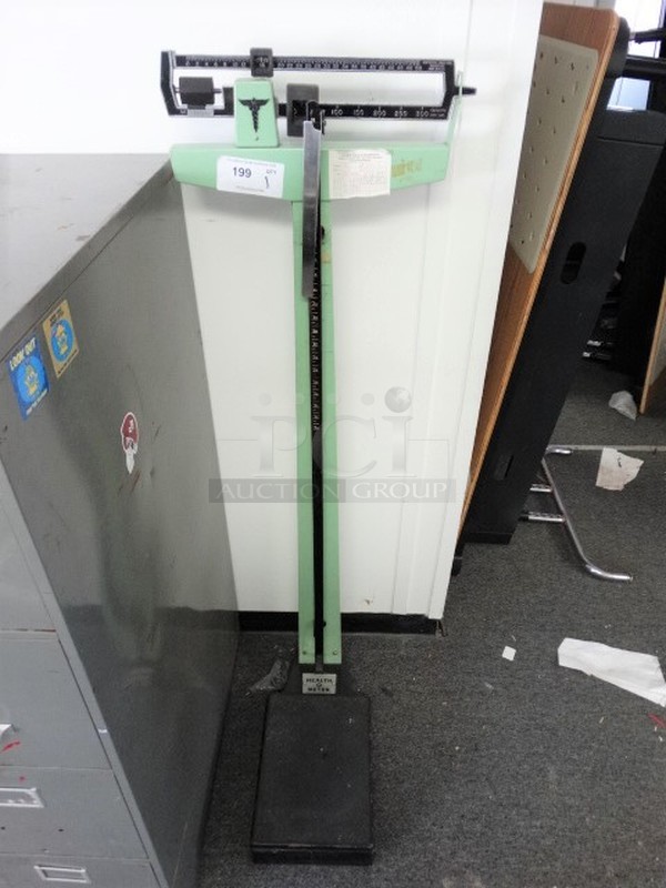 Health O Meter Green Metal Scale. 17x20x58. (Hallway)