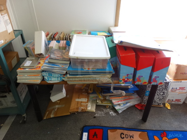 ALL ONE MONEY! Lot of Various Books on Table! Table 60x36x28. (Hallway)