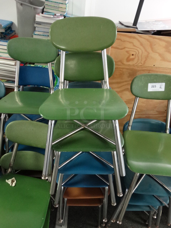12 Various Metal Chairs. Includes 16x19x24. 12 Times Your Bid! (Lobby)