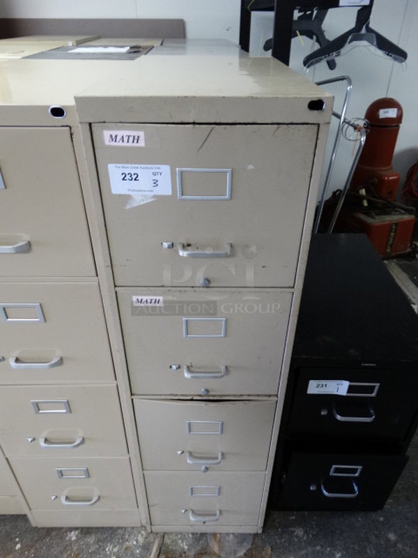 3 Metal 5 Drawer Filing Cabinets. Includes 15x29x53. 3 Times Your Bid! (Lobby)