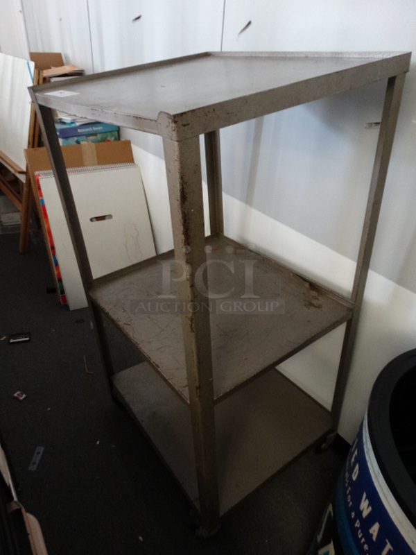 Metal 3 Tier Cart on Commercial Casters. 29x24x53. (Room 16)