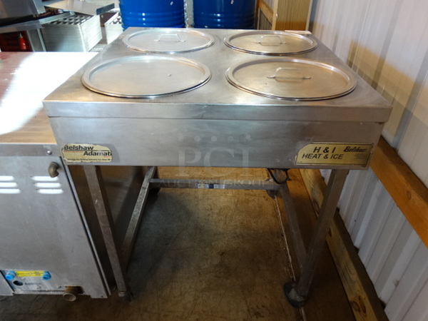 WOW! Belshaw H&I Heat and Ice Stainless Steel Commercial 4 Well Donut Finishing Station on Commercial Casters. 30x30x35. Tested and Working!