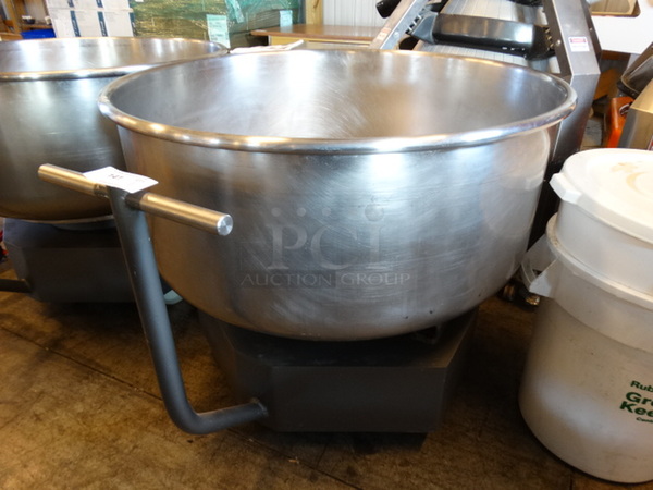 WOW! Topos Metal Commercial Mixing Bowl for Spiral Mixer w/ Bowl Dolly on Commercial Casters. (Capacity: 240 kilograms, 529 pounds, 217 quarts or 281 liters). Goes GREAT w/ Item 2! 41x46x36. Bowl: 41x41x21.
