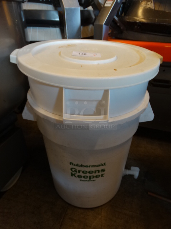 Rubbermaid White Poly Greens Keeper Large Lettuce Salad Spinner. 23x19x23, 25x19x23