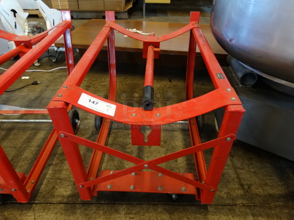 Red Metal Cart w/ Removable Handle. 23x36x22
