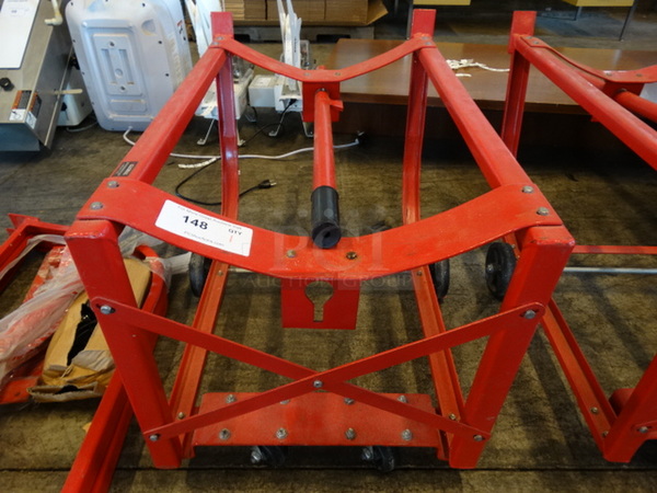 Red Metal Cart w/ Removable Handle. 23x36x22