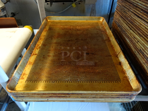 8 Metal Full Size Perforated Baking Pans. 18x26x1. 8 Times Your Bid!