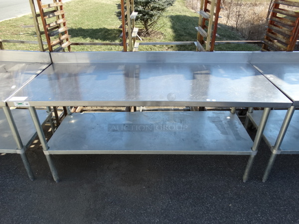 Regency Stainless Steel Commercial Table w/ Backsplash and Metal Undershelf. 72x30x38